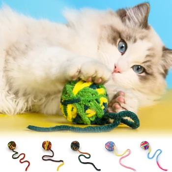חתול כדור צעצוע עצמית משעשע צעצועים לעס צמר צבעוניים ביצים חתול מחמד מתגרה חתול מצחיק משחק חתול אביזרים